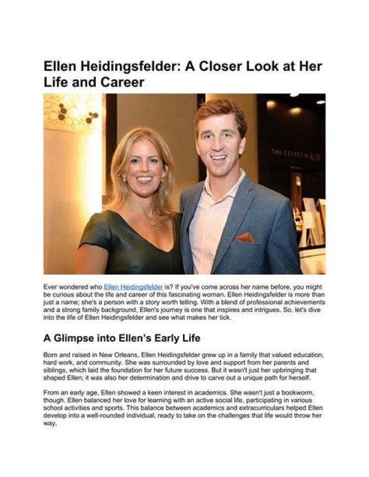 Ellen Heidingsfelder: A Journey into the Life of a Remarkable Individual