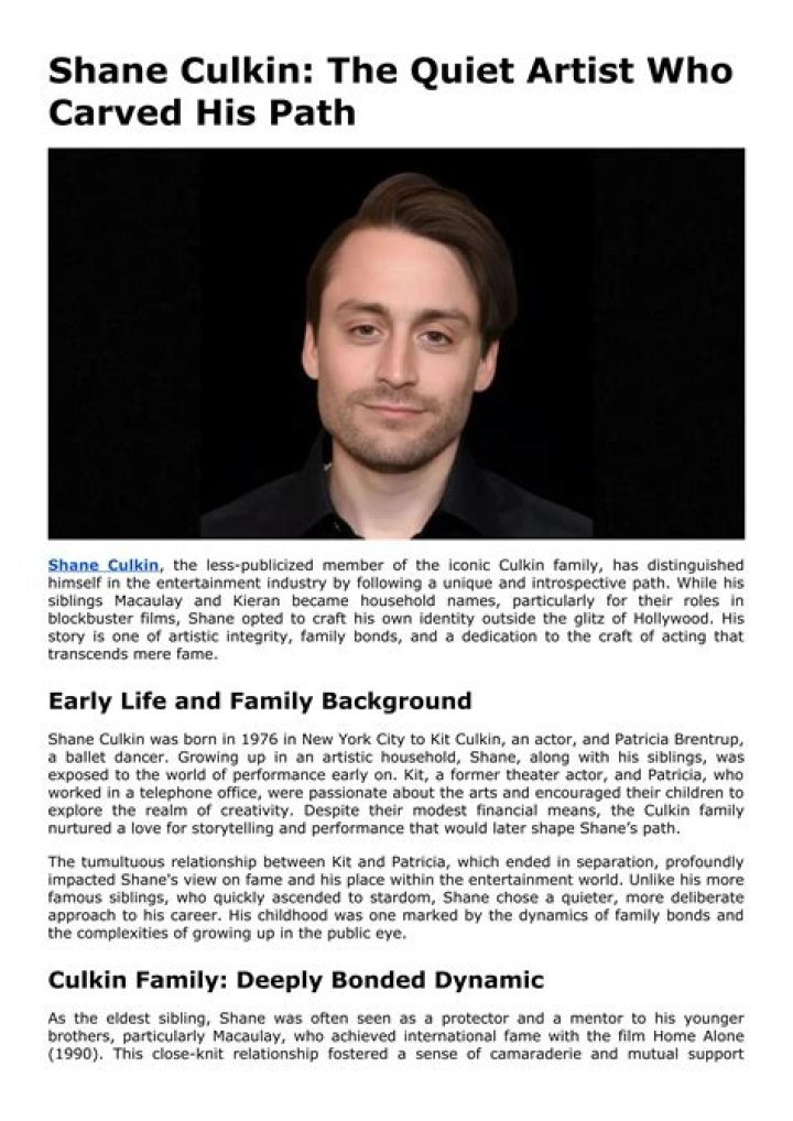 Exploring the Life and Career of Shane Culkin