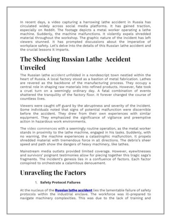 Russian Lathe Accident: Understanding the Causes, Consequences, and Safety Measures